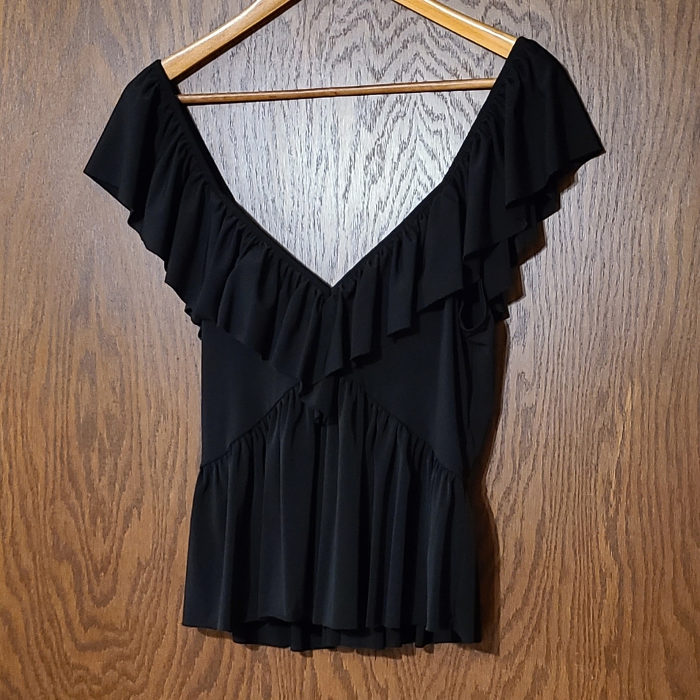 Zara Black Ruffled Top